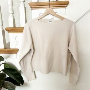 Knitic Beige Long Sleeve Knit Sweater Crew Neck Pullover Cozy Top Size S Small